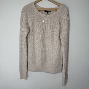 Banana Repulic Cream Waffle Knit Sweater Sequined Women’s Size Small Y2K Warm